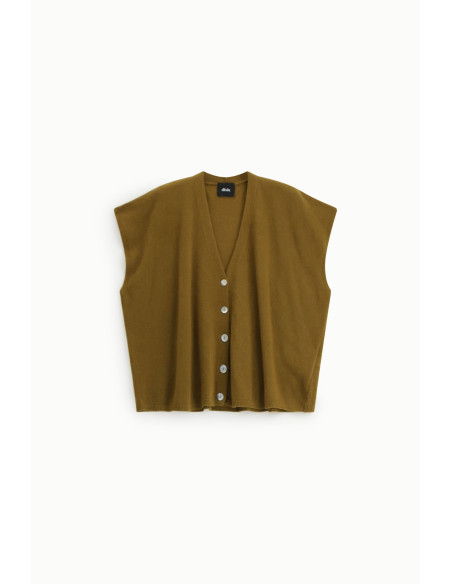 Maglione Smanicato Con Bottoni E Scollo A V Dixie
