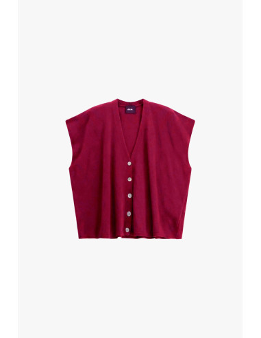 Sleeveless jumper with buttons and a V-neck
