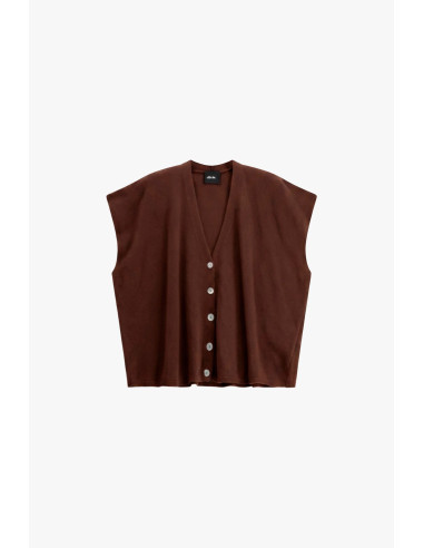Pull sans manches à boutons et encolure en V en forme de « X »