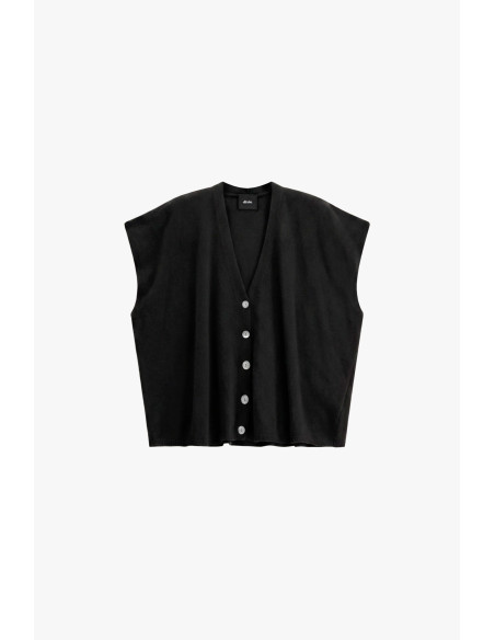 Sleeveless jumper with buttons and a V-neck