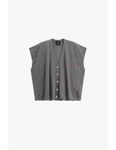 Pull sans manches à boutons et encolure en V en forme de « X »