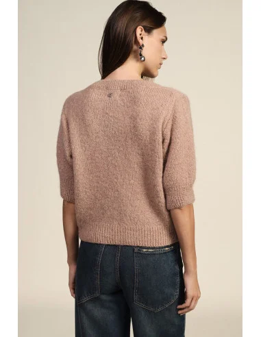 Dixie Crew-Neck Jumper with Half-Length Sleeves and Jewellery Detail