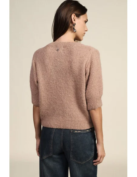 Dixie Crew-Neck Jumper with Half-Length Sleeves and Jewellery Detail