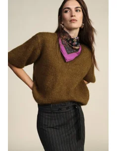 Maglione Corto Con Maniche Corte E Scollo A V Dixie