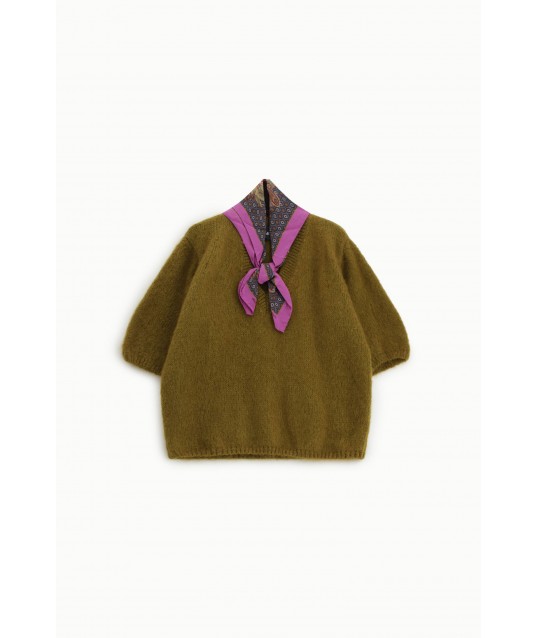 Maglione Corto Con Maniche Corte E Scollo A V Dixie