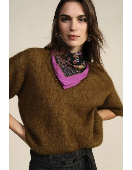 Maglione Corto Con Maniche Corte E Scollo A V Dixie