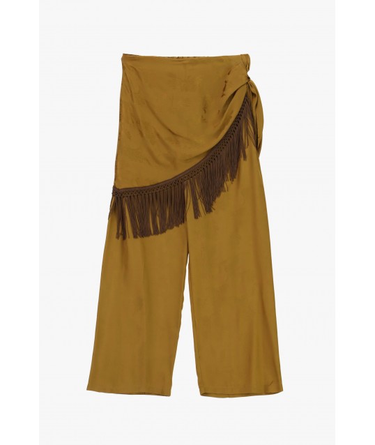 Pantaloni Palazzo Con Pannello E Frange Laterali Dixie