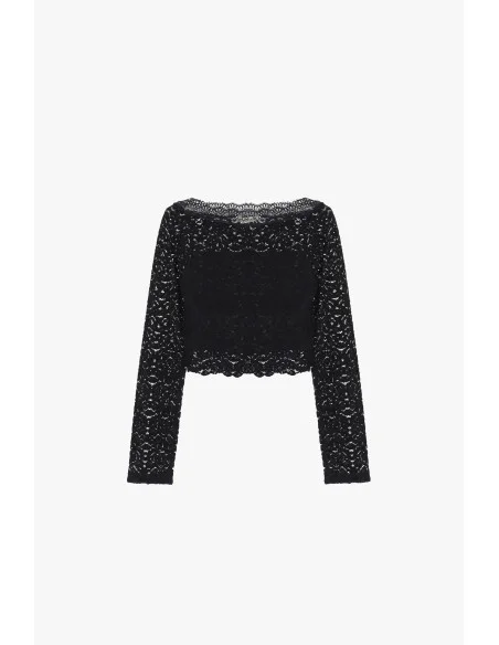 Top Corto In Pizzo Con Maniche Lunghe Dixie