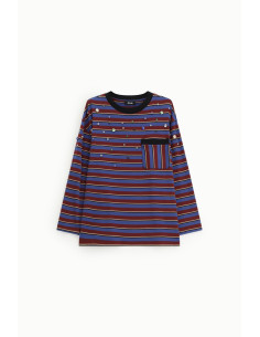 T-shirt à rayures avec détails bijoux et poche « Dixie »