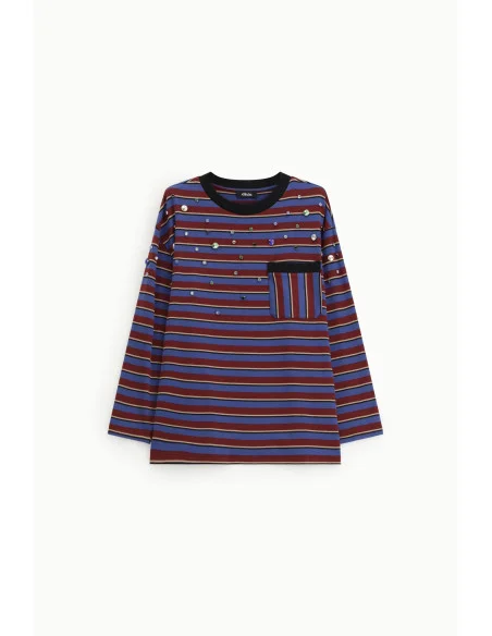 T-Shirt A Righe Con Dettagli Gioiello E Taschino Dixie