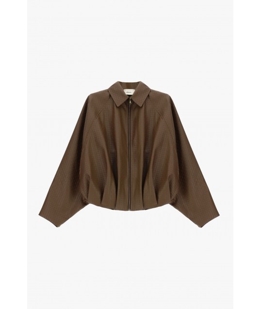 Veste en simili cuir à manches larges et fermeture éclair Dixie