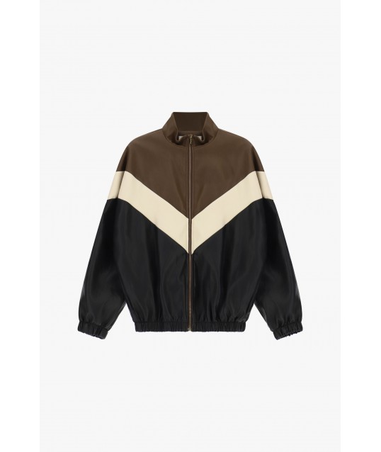 Blouson aviateur à motif en chevrons et fermeture éclair sur le devant « Dixie »