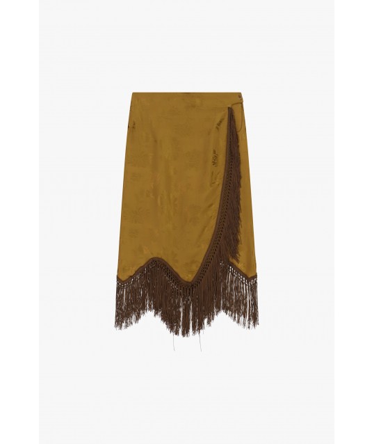 Gonna Midi Con Motivo Jacquard E Frange Dixie
