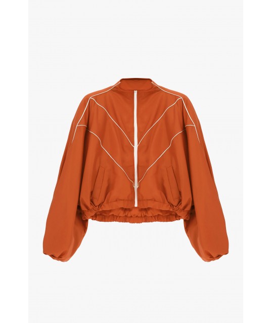 Short Bomber Jacket with Balloon Sleeves and a Dixie Zip