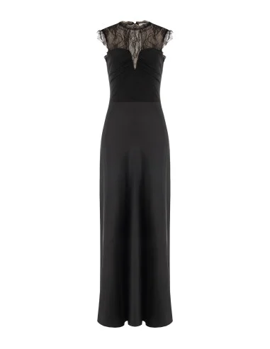 Long Satin Dress with Chantilly Lace Insert by Rinascimento