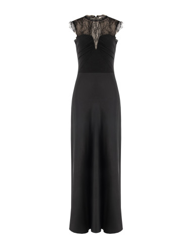 Robe longue en satin avec empiècement en dentelle de Chantilly « Rinascimento »
