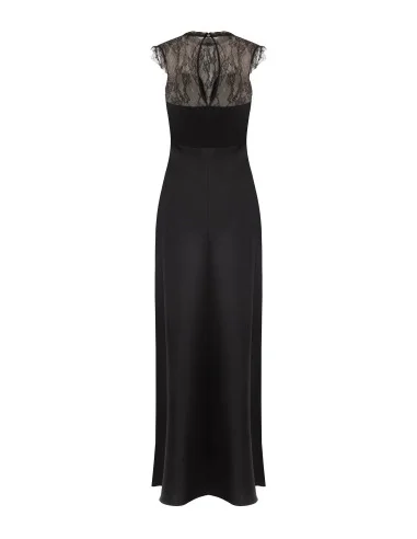 Robe longue en satin avec empiècement en dentelle de Chantilly « Rinascimento »