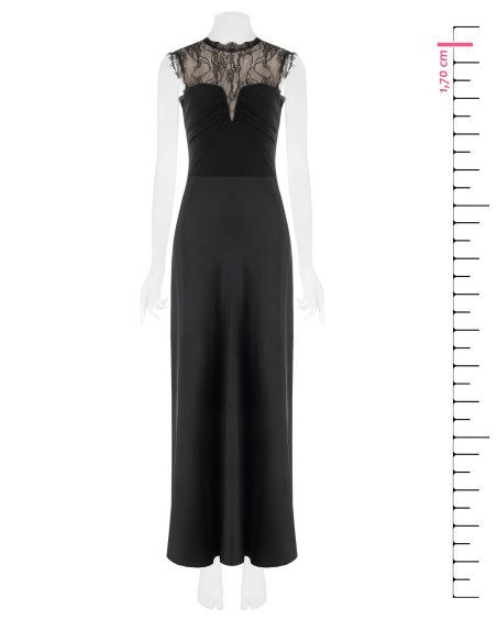 Long Satin Dress with Chantilly Lace Insert by Rinascimento