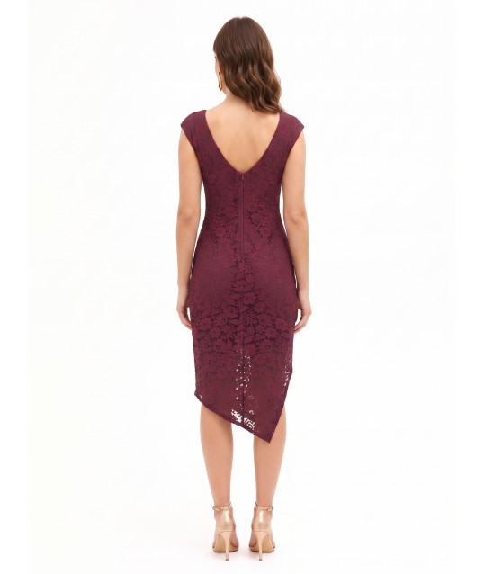 Chantilly Lace Sheath Dress with Side Slit – Rinascimento