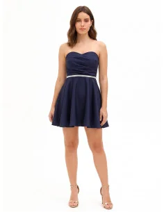 Short, flared dress with a Rinascimento-style rhinestone jewelled belt
