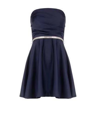 Short, flared dress with a Rinascimento-style rhinestone jewelled belt