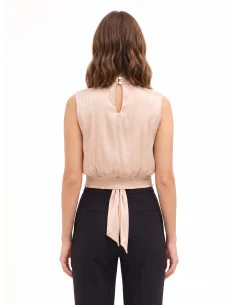 Top with a bow and waistband in Rinascimento laminated georgette 2