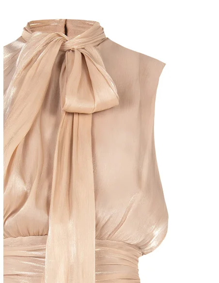 Haut à nœud et ceinture à la taille en georgette laminée « Rinascimento »