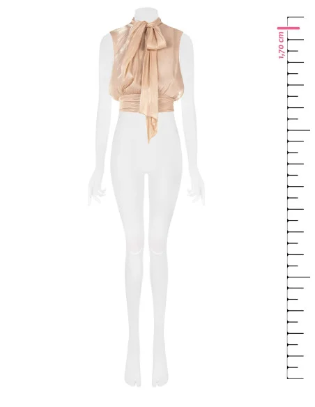 Haut à nœud et ceinture à la taille en georgette laminée « Rinascimento »