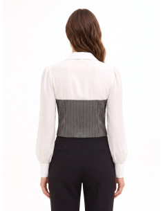 2-in-1 Effect Top with Georgette Blouse and Striped Sequin Corset by Rinascimento 2