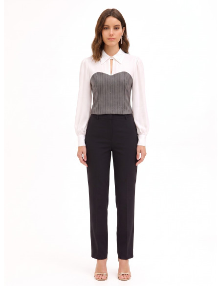 2-in-1 Effect Top with Georgette Blouse and Striped Sequin Corset by Rinascimento