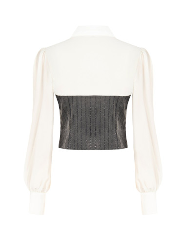 2-in-1 Effect Top with Georgette Blouse and Striped Sequin Corset by Rinascimento