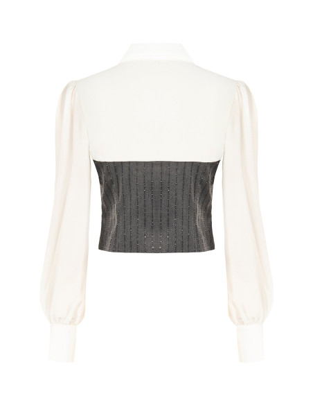 2-in-1 Effect Top with Georgette Blouse and Striped Sequin Corset by Rinascimento