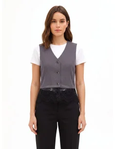 Loose-fitting waistcoat with Rinascimento-style lace trim