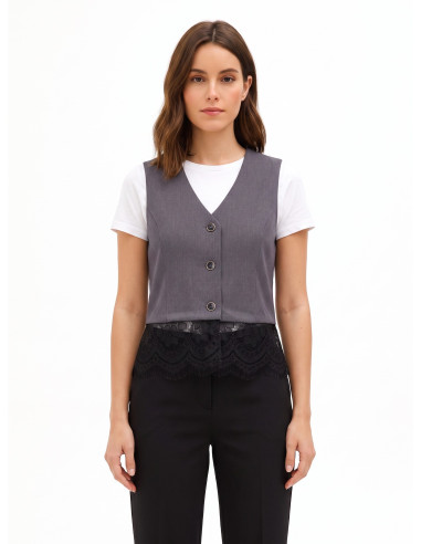 Gilet Ampio Con Bordo In Pizzo Rinascimento