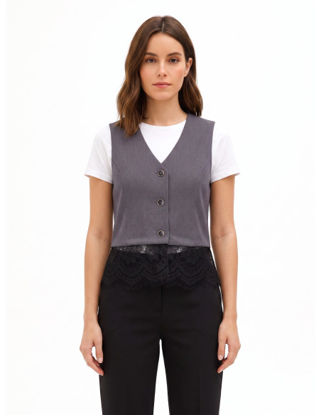 Gilet Ampio Con Bordo In Pizzo Rinascimento