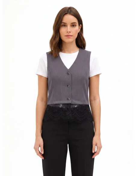 Gilet ample avec bordure en dentelle « Rinascimento »