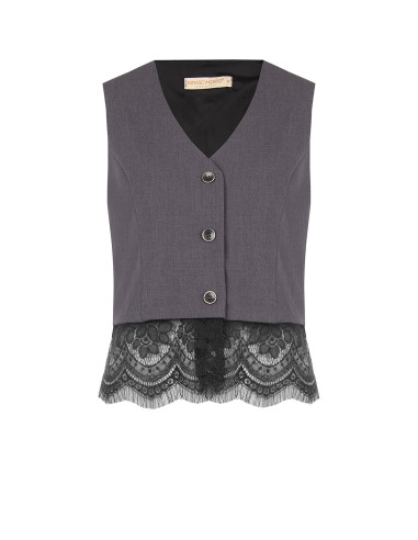Loose-fitting waistcoat with Rinascimento-style lace trim
