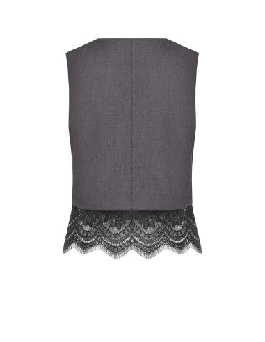 Loose-fitting waistcoat with Rinascimento-style lace trim