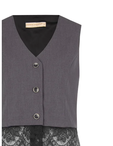 Loose-fitting waistcoat with Rinascimento-style lace trim