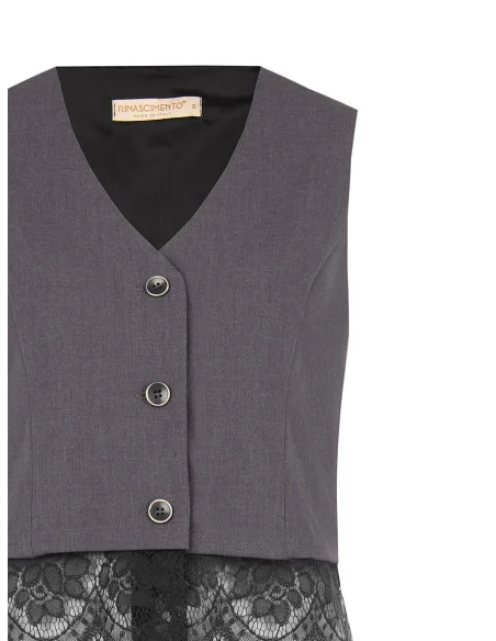 Loose-fitting waistcoat with Rinascimento-style lace trim