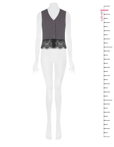 Loose-fitting waistcoat with Rinascimento-style lace trim