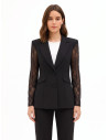 Fitted Blazer Jacket in Cadi Fabric with Rinascimento Lace Inserts