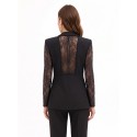 Veste blazer cintrée en tissu Cadi avec empiècements en dentelle « Rinascimento »