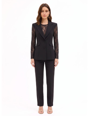 Giacca Blazer Sfiancata In Tessuto Cadi Ed Inserti In Pizzo Rinascimento