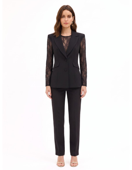 Giacca Blazer Sfiancata In Tessuto Cadi Ed Inserti In Pizzo Rinascimento