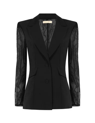 Giacca Blazer Sfiancata In Tessuto Cadi Ed Inserti In Pizzo Rinascimento