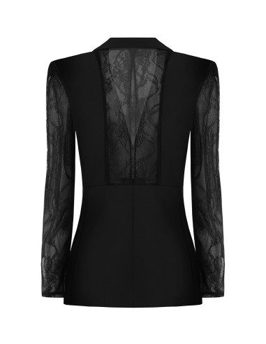 Veste blazer cintrée en tissu Cadi avec empiècements en dentelle « Rinascimento »