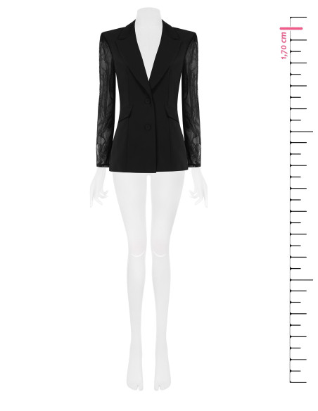 Veste blazer cintrée en tissu Cadi avec empiècements en dentelle « Rinascimento »