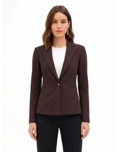 Fitted Blazer Jacket in Technical Fabric with a Button Featuring the Rinascimento Logo