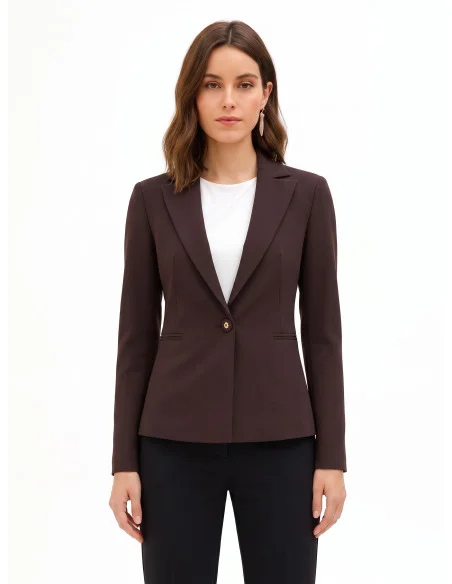 Giacca Blazer Sfiancata In Tessuto Tecnico Con Bottone Logo Rinascimento